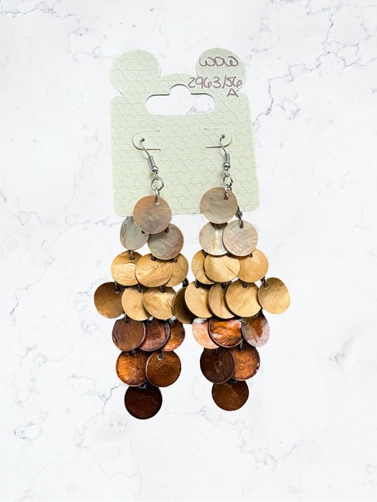 Disney Jewelry - Disney Multi-Tone Gold and Copper Shell Disc Dangle Waterfall Earrings